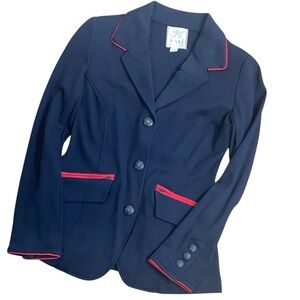 KAKI KathrynHallYouth 12NavyEquestrianShow JacketRedPipingRidingHunterJumperCoat